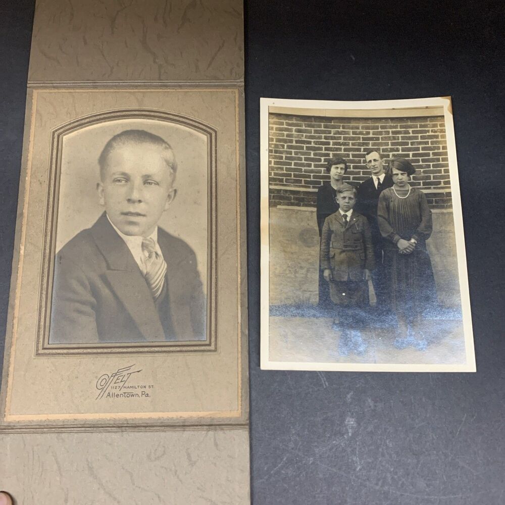 Cabinet Photo Folder Young Boy & Addition Family Photo Coffelt Allentown Pa